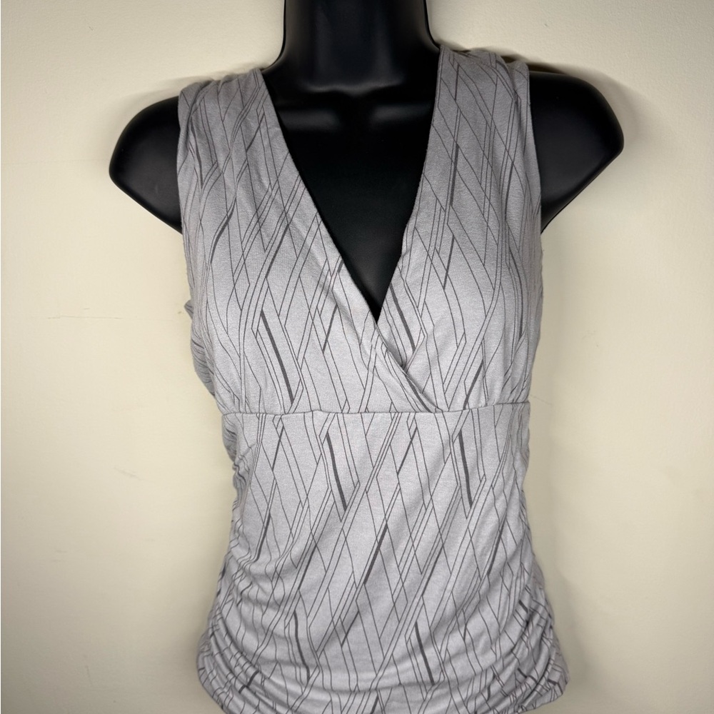 H&M Gray Silver Sleeveless Wrap Ruched Tank Top
